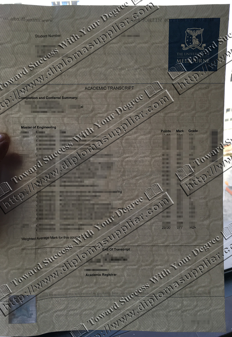 University of Melbourne transcript, transcript watermark,