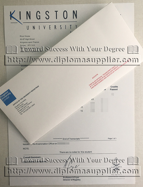 Kingston University transcript, Kingston University degree, Kingston University envelope