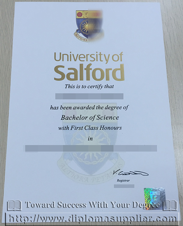 University of Salford degree certificate