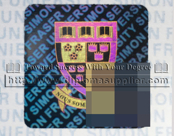 Simon Fraser University hologram, Simon Fraser University hot stamp, SFU logo