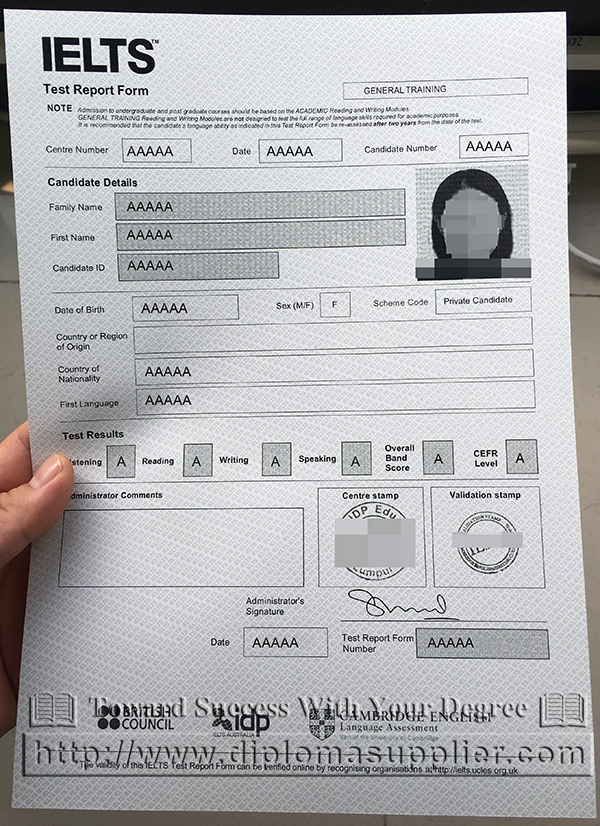 IETLS General Training fake transcript, we supply it