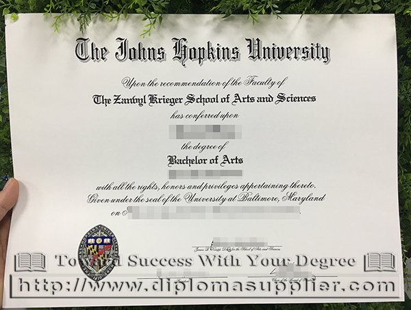 The Johns Hopkins University degree, JHU diploma, JHU degree, JHU certificate