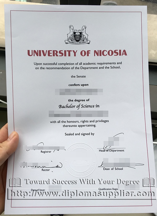 fake University of Nicosia certificate