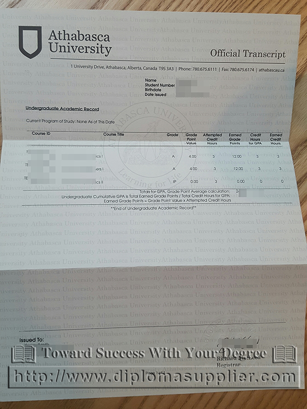 buy Athabasca University fake transcript to match my degree