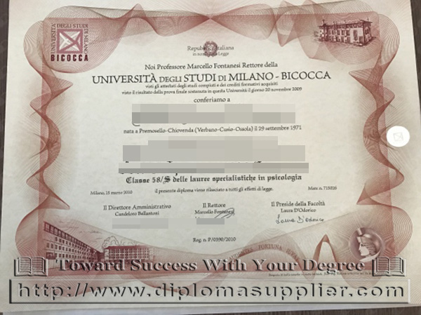 Università degli Studi di Milano-Bicocca degree, Bicocca diploma