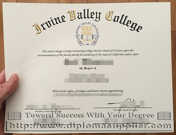 Irvine Valley College fake degree sample, buy IVC Associate certificate
