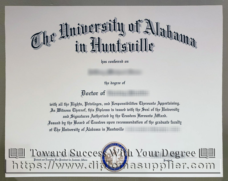 The University of Alabama in Huntsville Fake Degree Sample